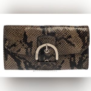 Coach EUC Python Snake Skin Embossed Soho Continental Wallet Brown & Black
